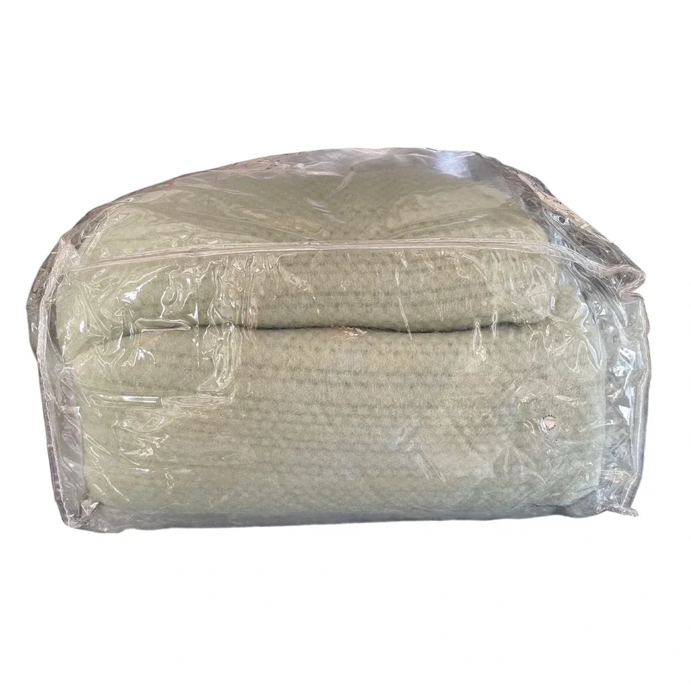 Vtg JCPenney Home Collection Acrylic Thermal Blanket Full Size Sage Green NOS